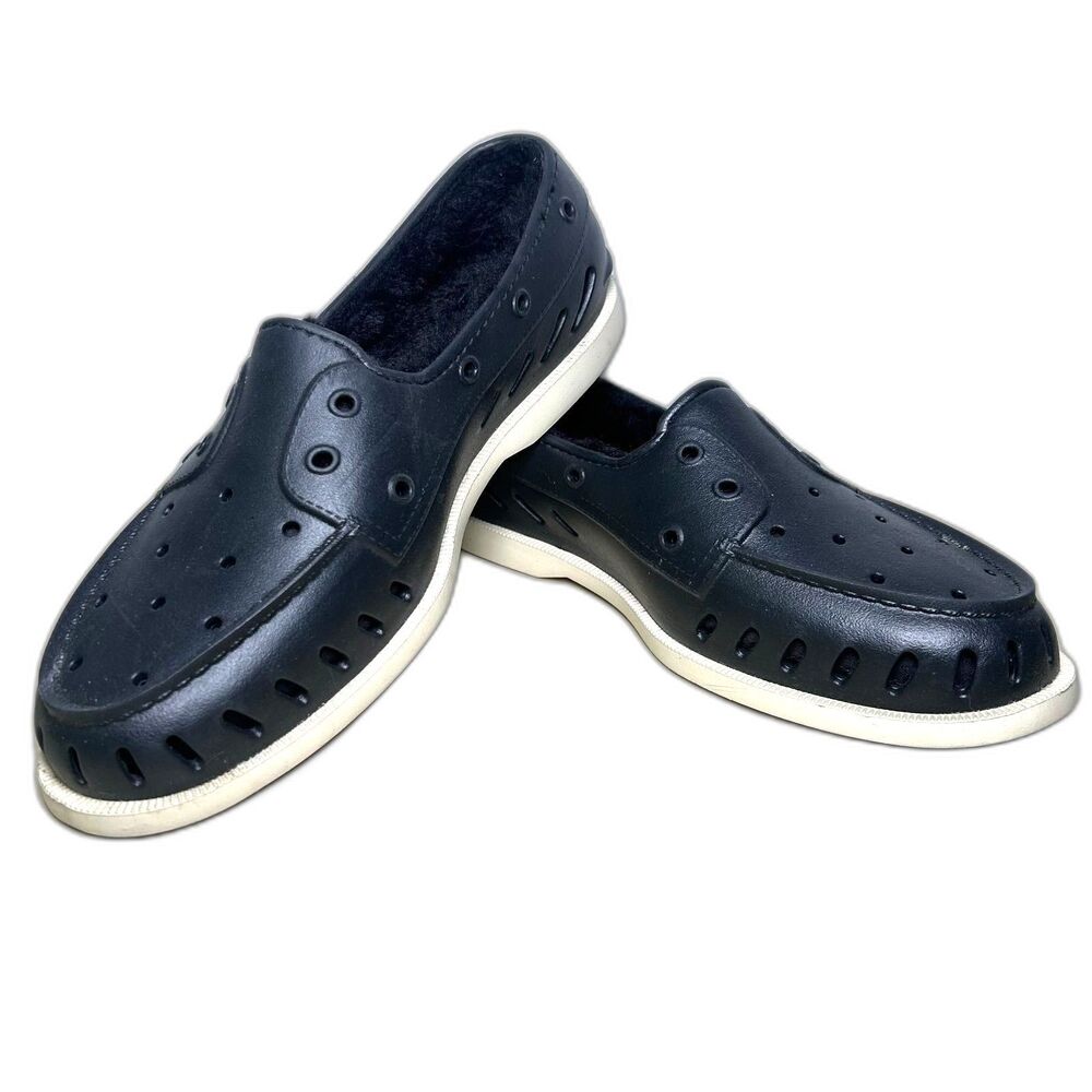 Men's Black Sperry Faux Fur Lined Top Siders Size 11